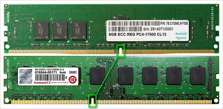 Конструктивные отличие оперативной памяти DDR4 и DDR3